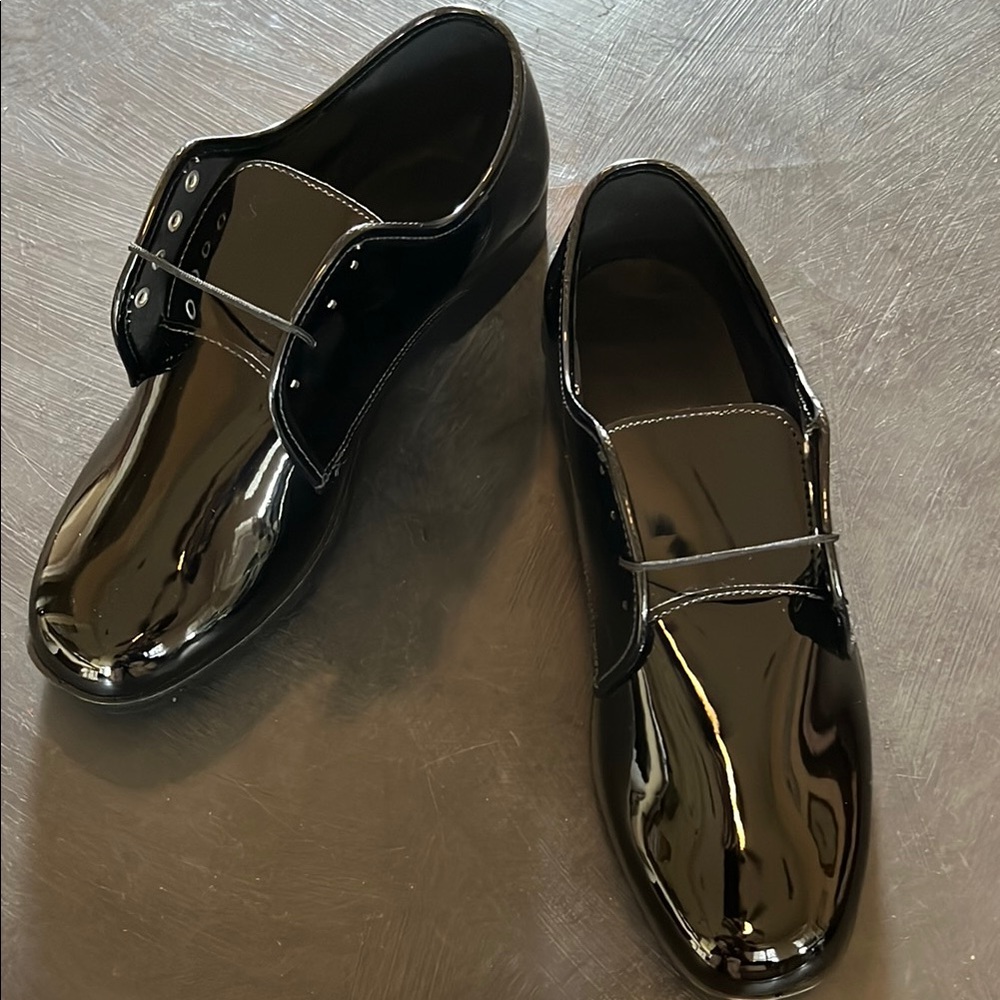 After Six Black Oxfords Sleek Patent Leather